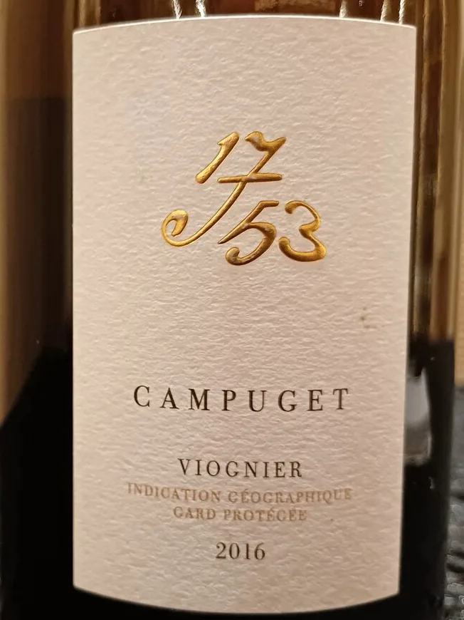 The Campuget IGP Gard Viognier 1753 2016 is an elegant and expressive wine. It opens with a bouquet of honeysuckle, apricot, orange marmalade, and tropical fruits.