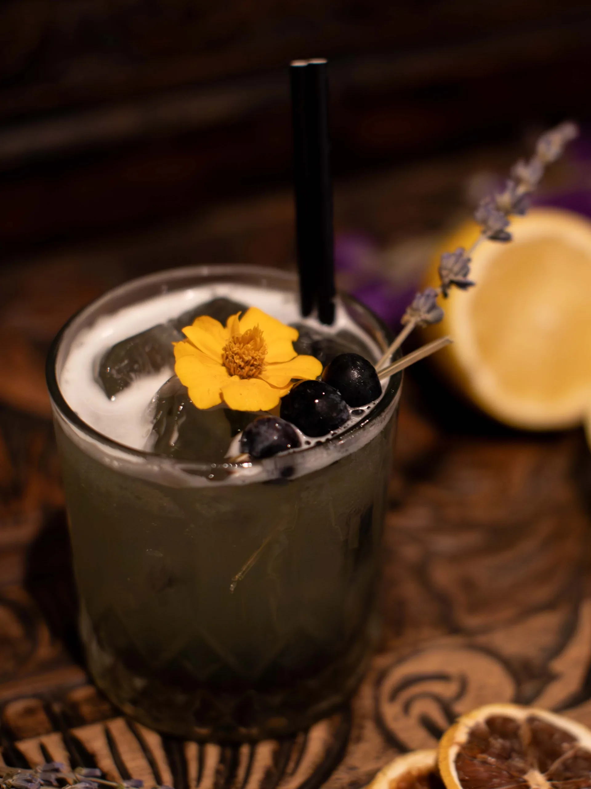 Sloth Halloween Cocktail: This enchanting cocktail features the floral and slightly sweet notes of Whitley Neill Violet Gin, enhanced by the rich flavor of violet liqueur. Limoncello and lemon juice add a bright, zesty contrast, while violet syrup brings a delicate sweetness.