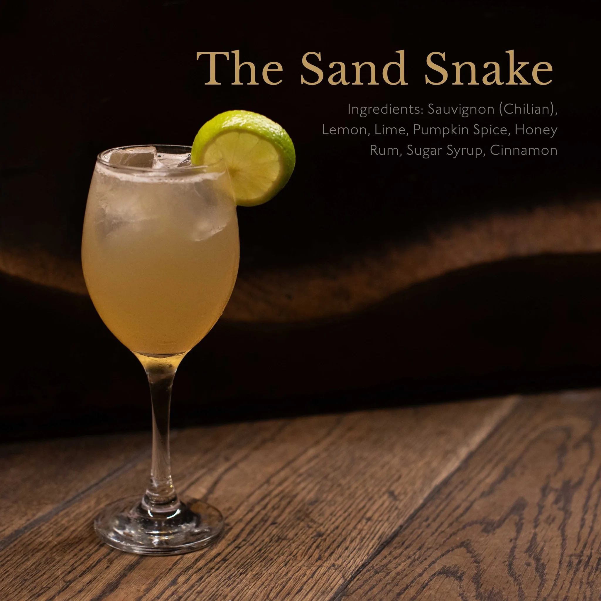 With an appearance like golden desert light, the Sand Snake is a cocktail of beautiful deception, perfectly mirroring its Dornish namesakes