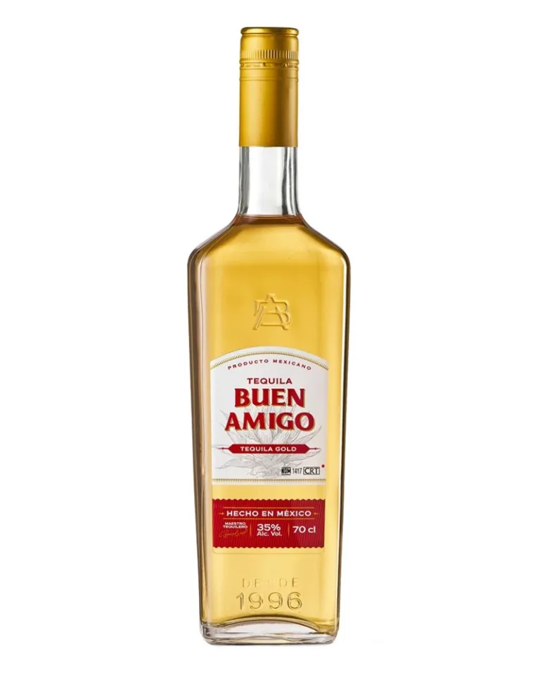 Buen Amigo Gold Tequila offers an approachable, smooth profile featuring sweet cooked agave, warm vanilla, and subtle toasted oak caramel that finishes with a gentle, slightly spicy warmth.
