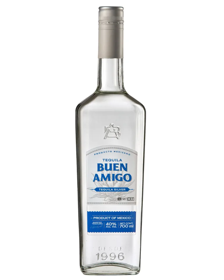 Buen Amigo Silver Tequila delivers a crisp, vibrant taste dominated by sweet cooked agave, zesty citrus, and subtle black pepper with a refreshingly smooth, clean finish.