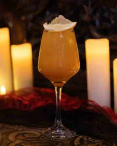 Golden Hour Spritz 1 - A sparkling vodka spritz of ripe passion fruit Passoa, fresh orange juice and crisp Prosecco: sunny, juicy and tropical, with a dry, bubbly finish, perfect for long summer