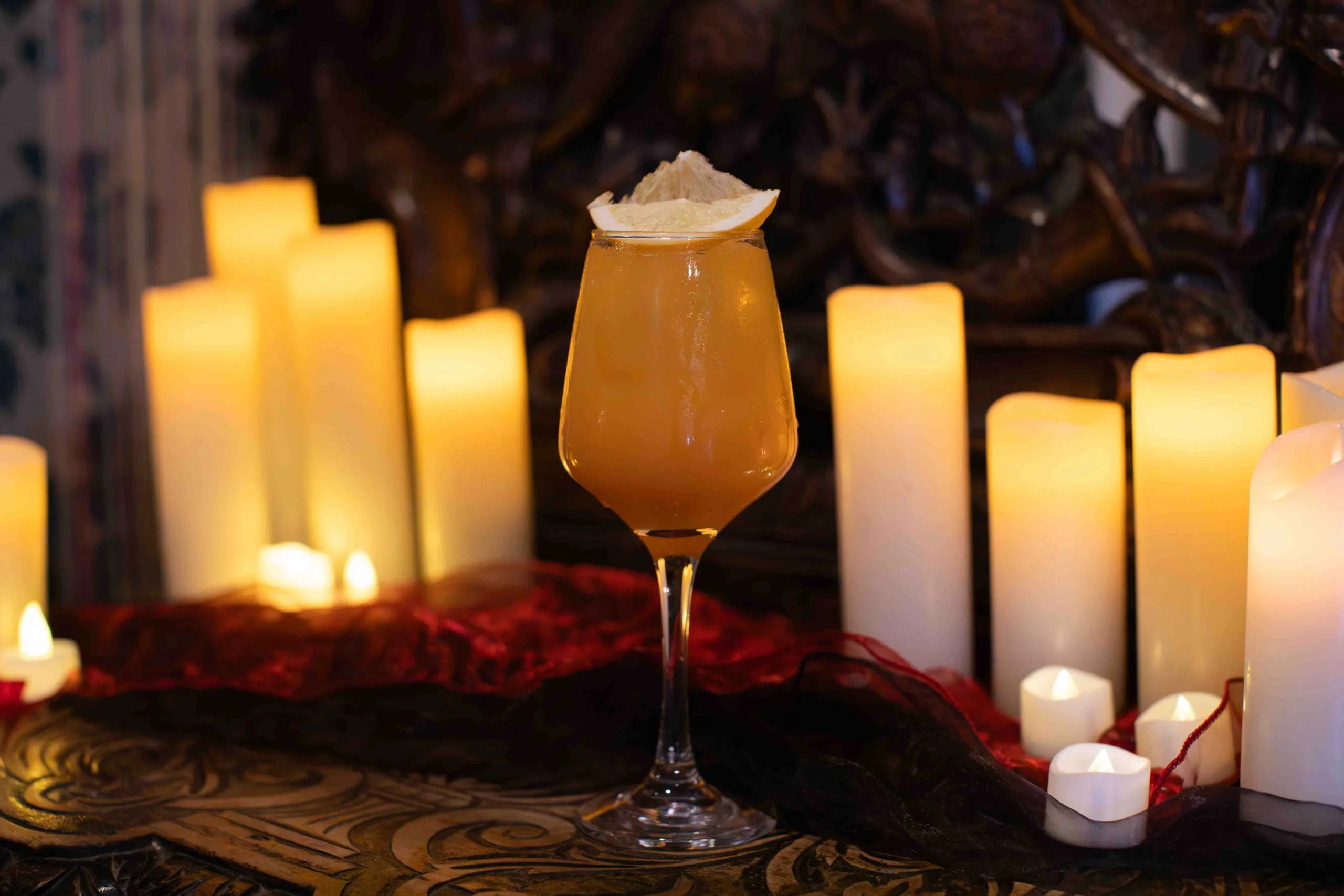 Golden Hour Spritz 1 - A sparkling vodka spritz of ripe passion fruit Passoa, fresh orange juice and crisp Prosecco: sunny, juicy and tropical, with a dry, bubbly finish, perfect for long summer