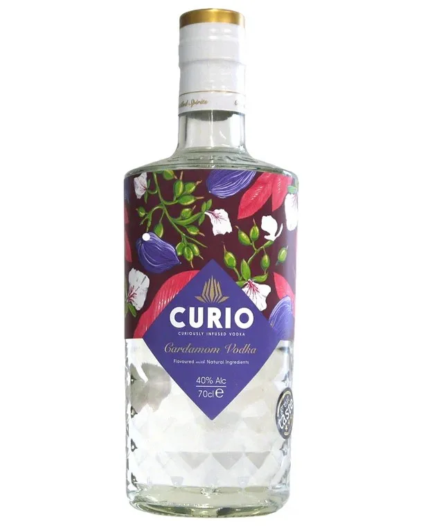 Curio Cardamom Vodka a triple-distilled Cornish vodka from Mullion infused with organic cardamom, fragrant floral spice, citrus peel, a hint of cola cube and a warm, gently spiced, clean finish.