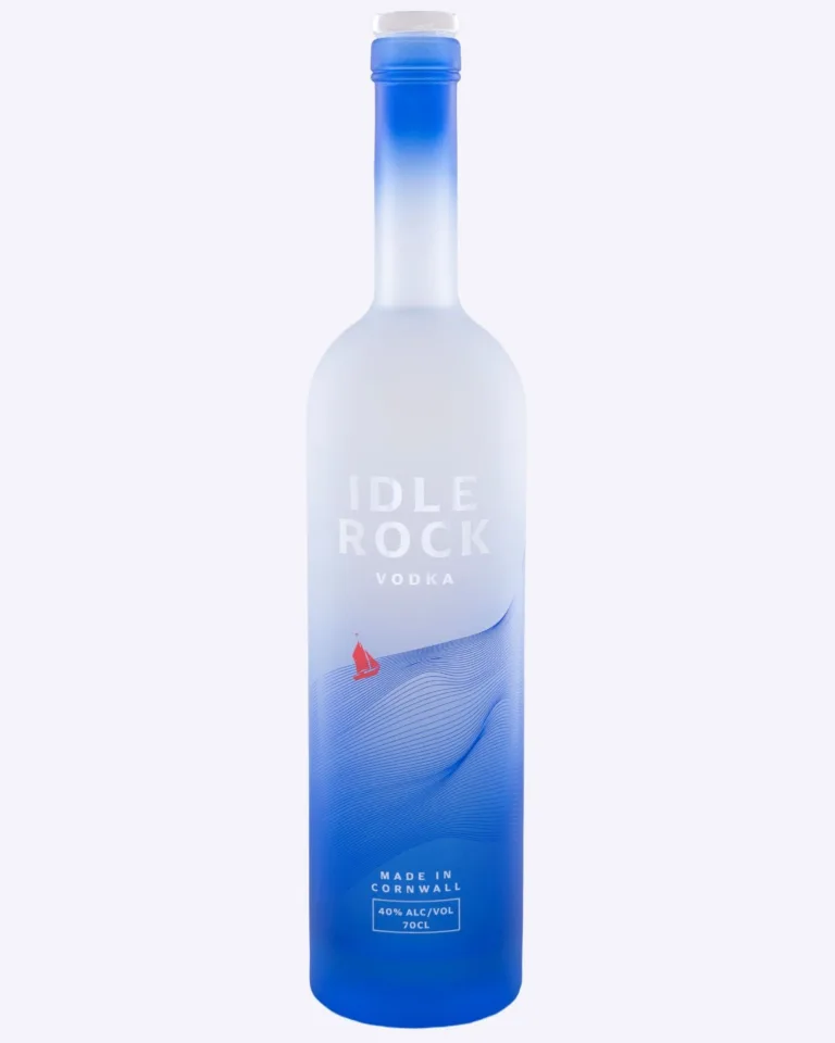 Idle Rock Vodka: a smooth, small-batch Cornish vodka from Saint Sithney near Helston, with soft grain, lifted citrus and a gentle botanical touch, a silky rounded texture and a crisp, clean finish.