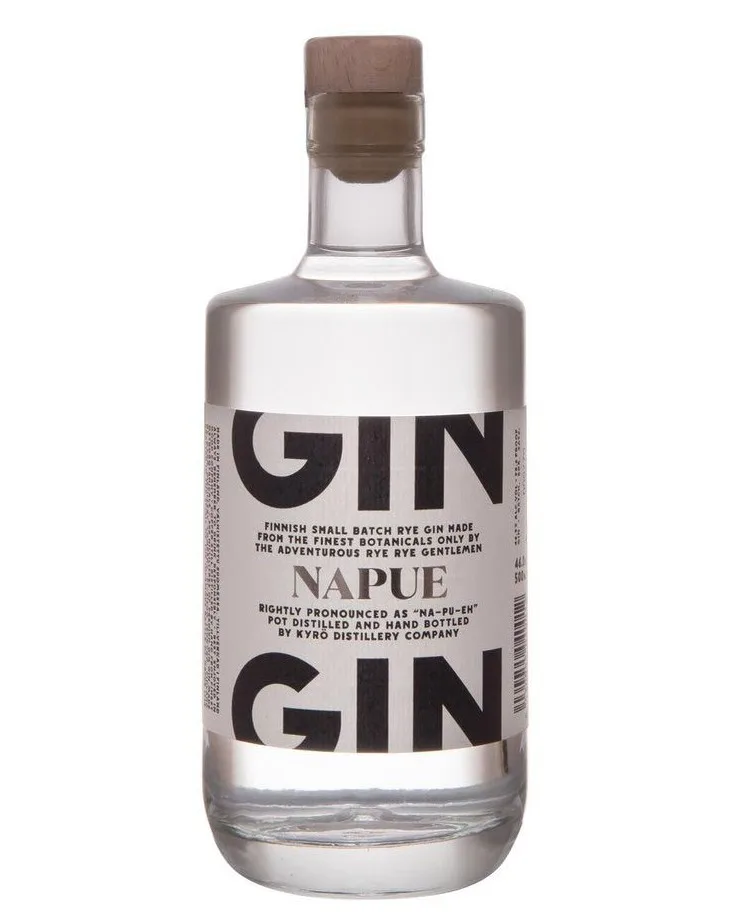 Kyro Napue Gin: an award-winning Finnish rye gin with meadowsweet, sea buckthorn, cranberry and birch leaf, peppery juniper, gentle citrus and a full-bodied, herbal, spiced Nordic finish.