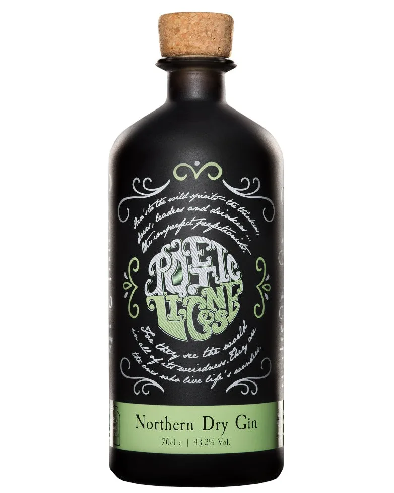 Poetic Licence Northern Dry Gin: a bold, award-winning Sunderland craft gin of piney juniper, warming cardamom, zesty Persian lime and peppery spice, finishing fresh and lingering.